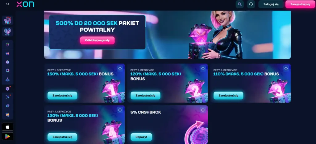 Polska strona promocji XON.BET z pakietem bonusowym